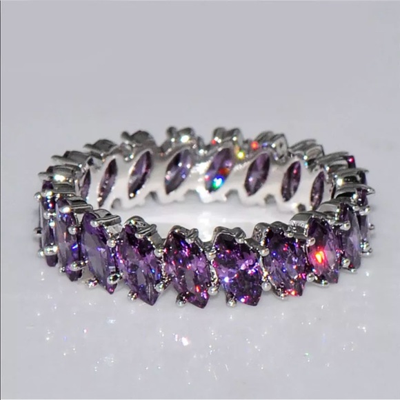 Amethyst Sterling Silver Anniversary Band